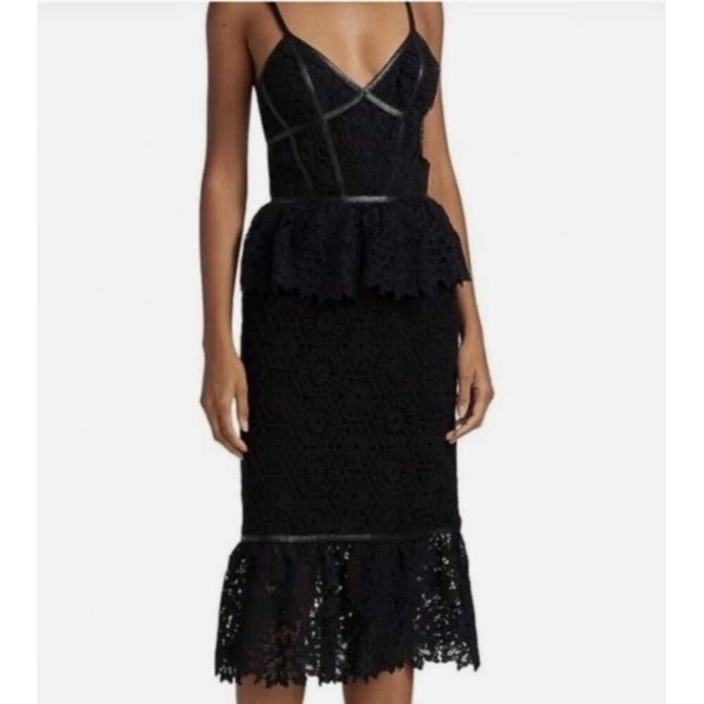 PRABAL GURUNG BLACK LACE BUSTIER MIDI DRESS size 6